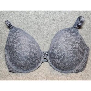 Victoria's Secret Lace Lined Perfect Coverage Bra 38DD Gray